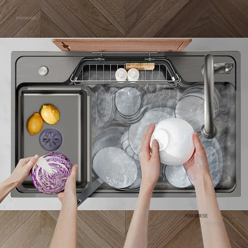 304 Stainless Steel Kitchen Sinks Nano Large Single Tank Home Kitchen Sink Under Counter Basin Honeycomb Embossed Wash Basin