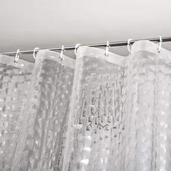 Transparent 3D EVA Waterproof Shower Curtain Liner with Hooks - W180xH240cm (Water Cube)