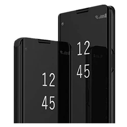 Luxury Mirror Leather Smart Flip Case - Premium Design & Enhanced Protection for S22 Plus (Black)