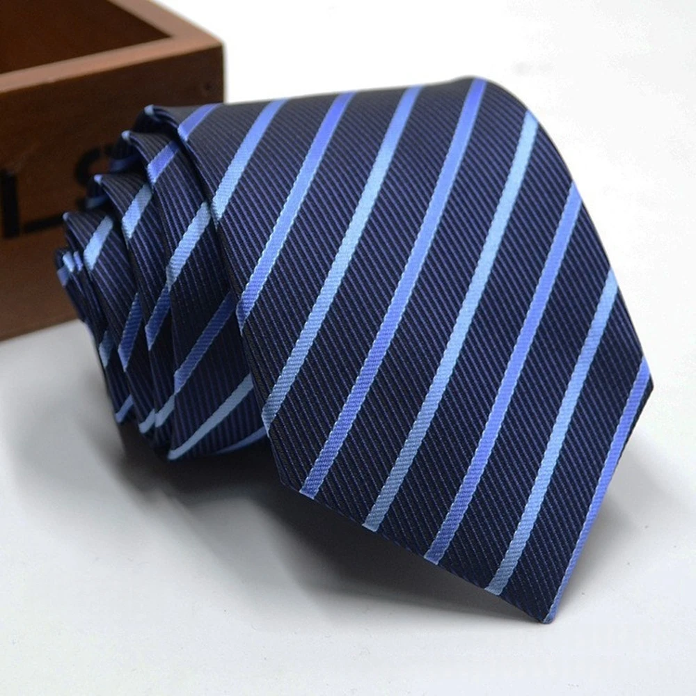Classic Stripe Necktie - Business Formal Tie for Men 8cm Blue Black Pink Red