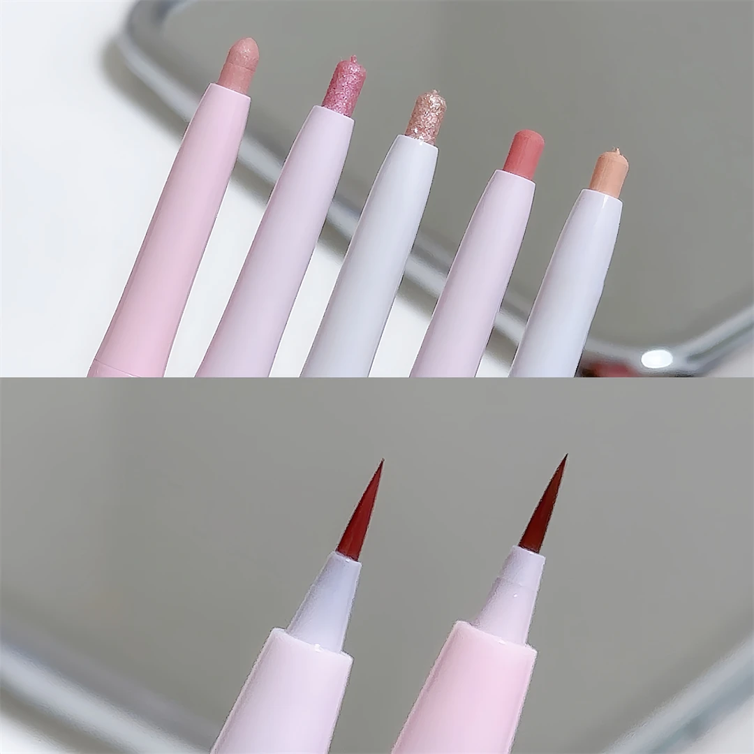 Eyeshadow Stick Double Headed Silkworm Glitter Eyeshadow Eyeliner Matte High-gloss Pink Golden Makeup