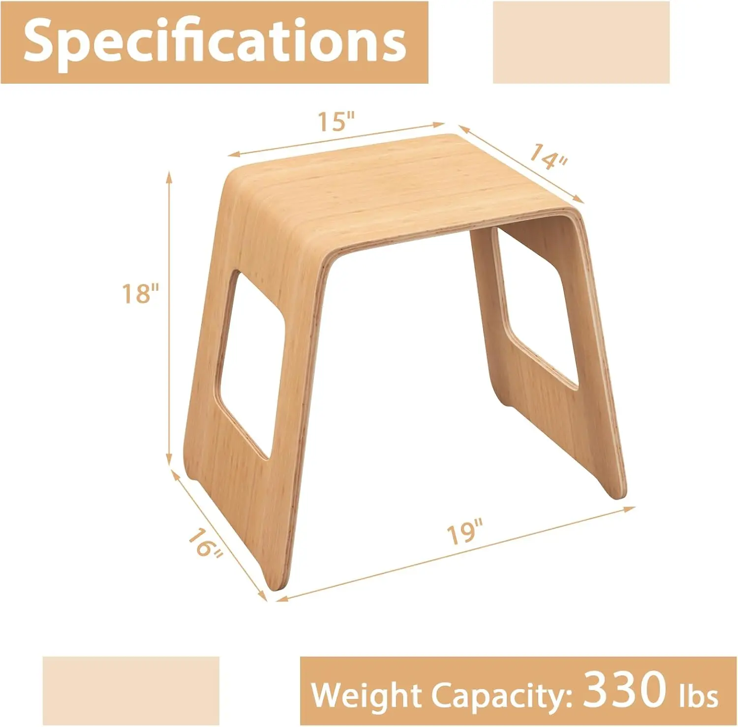 Stackable Bamboo Stools Set of 4, Leisure Seat Stools with Anti-Slip Foot Pads, Heavy Duty Home Shoe Changing Stool 3