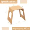 Stackable Bamboo Stools Set of 4, Leisure Seat Stools with Anti-Slip Foot Pads, Heavy Duty Home Shoe Changing Stool 3