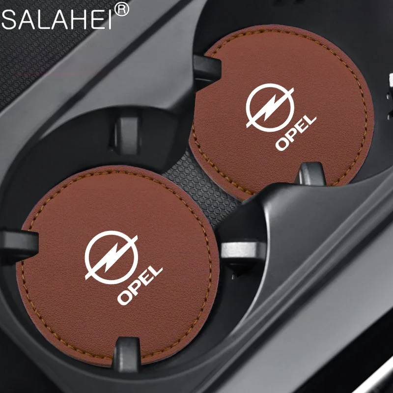 2Pc Pu Leather Car Coaster Water Cup Drink Holder Mat Antiscivolo Per Opel Astra H J B Insignia Corsa D G Accessori Auto