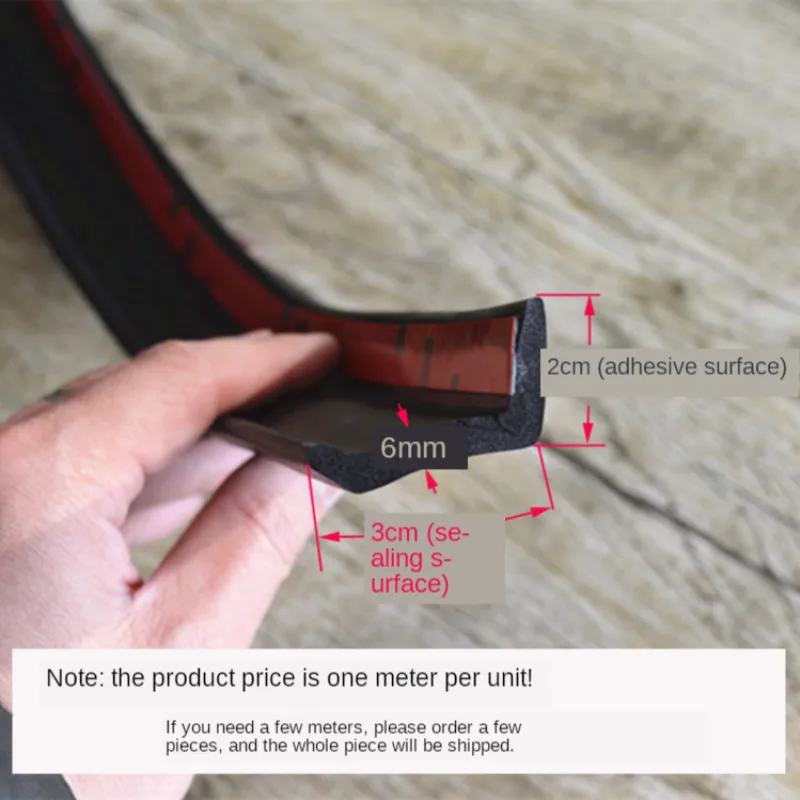 Garage Door Weather Multipurpose Home Edge Replacement Full Wrap Dustproof Portable Adhesive Seal Strip Bottom Rubber Trim 3/5m