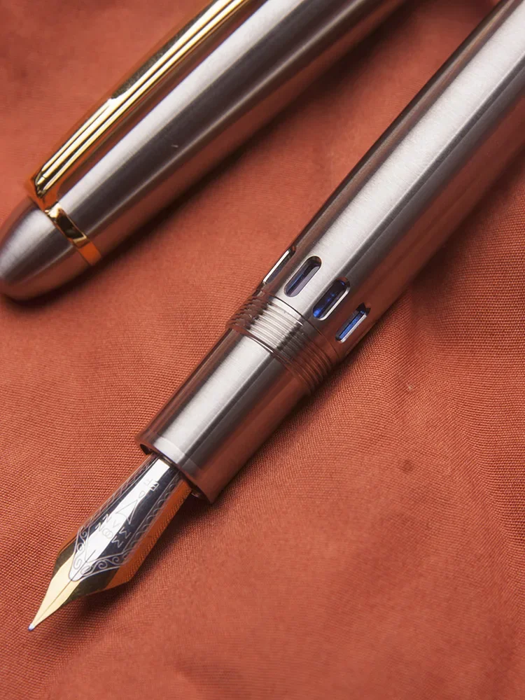 MAJOHN Ti-136 Metal Piston Fountain Pen Titanium Alloy EF/F/M 0.38/0.5/0.7mm Nib Ink Pen Luxuris Writers Office Business Gift 5