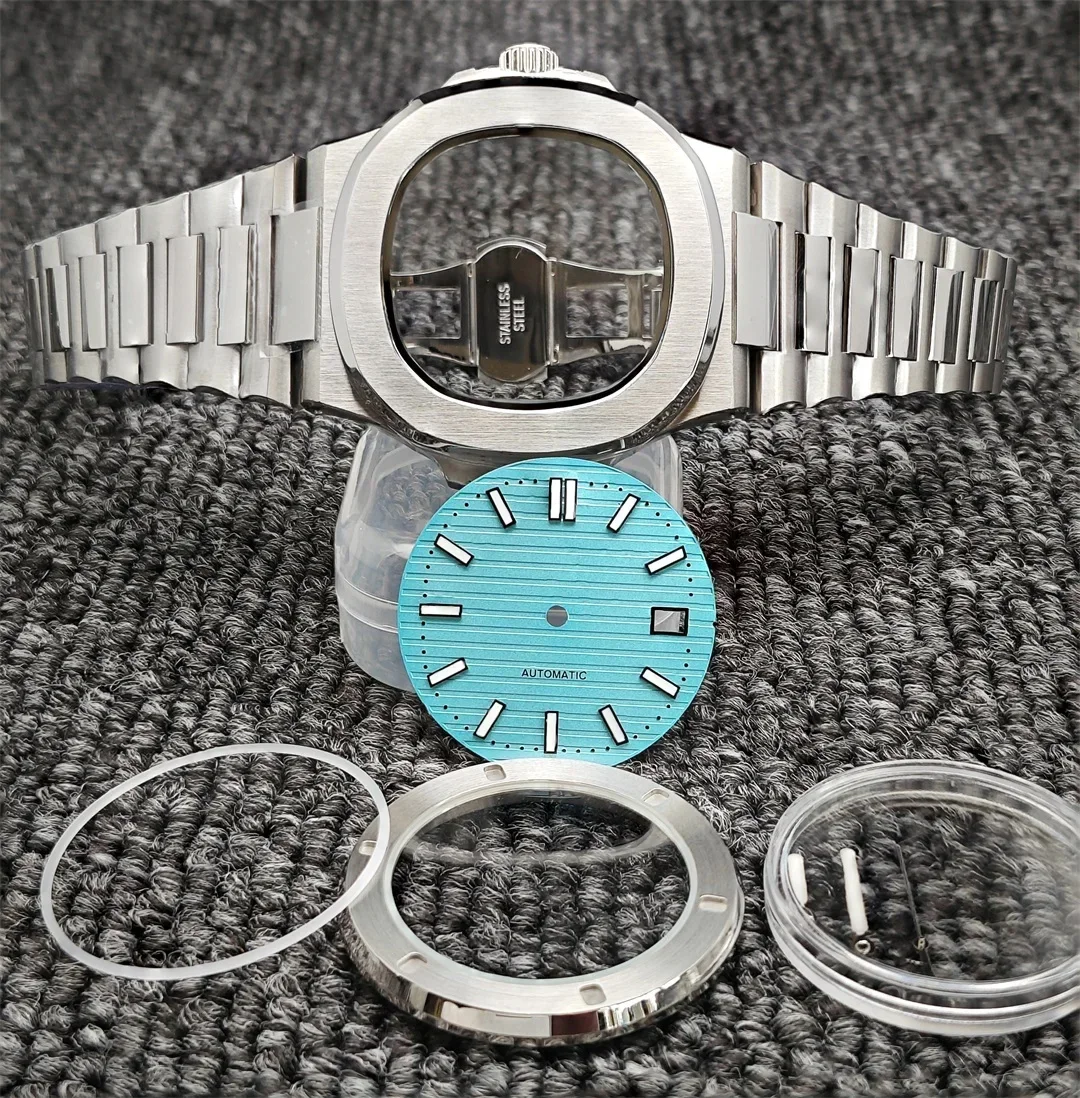 

Nautilus Watch Case 39mm NH38 Watch Case Sapphire Mirror PP Case Kit for NH35/4R/NH38 Movement Watch Modification Repair Parts