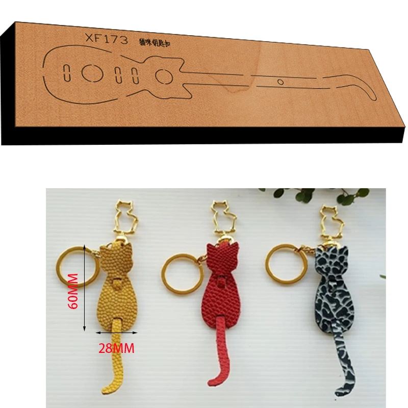 New Japan Steel Blade Wooden Cat key pendant knife mold Wallet Leather Craft Punch Hand Tool Cut Knife Mould leather