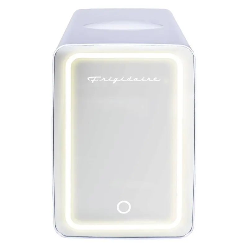 Elegant 9-Can Mini Beauty Lighted Mirror Fridge in Classic White Finish acme comet full bed frame white finish