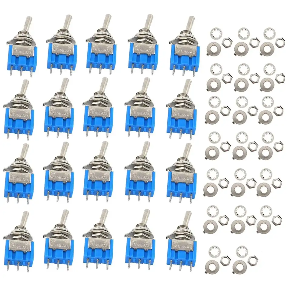 20PCS Mini Single Toggle Switch MTS-102 SPDT AC 125V 6A/ 250V 3A ON-ON 3 Pins 2 Position MTS102 for Electronic Products image 1