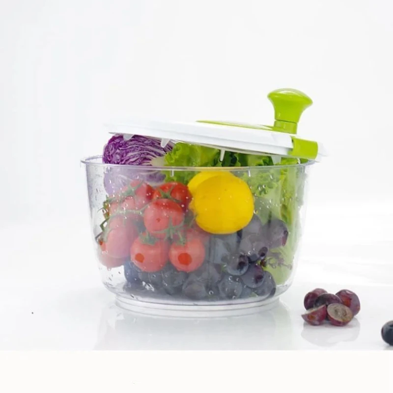 Household Manual Vegetable Dehydrator Large Salad Spinner Fruit Lettuce Drain Basket Dryer Kitchen Washing Tools Home Gadget