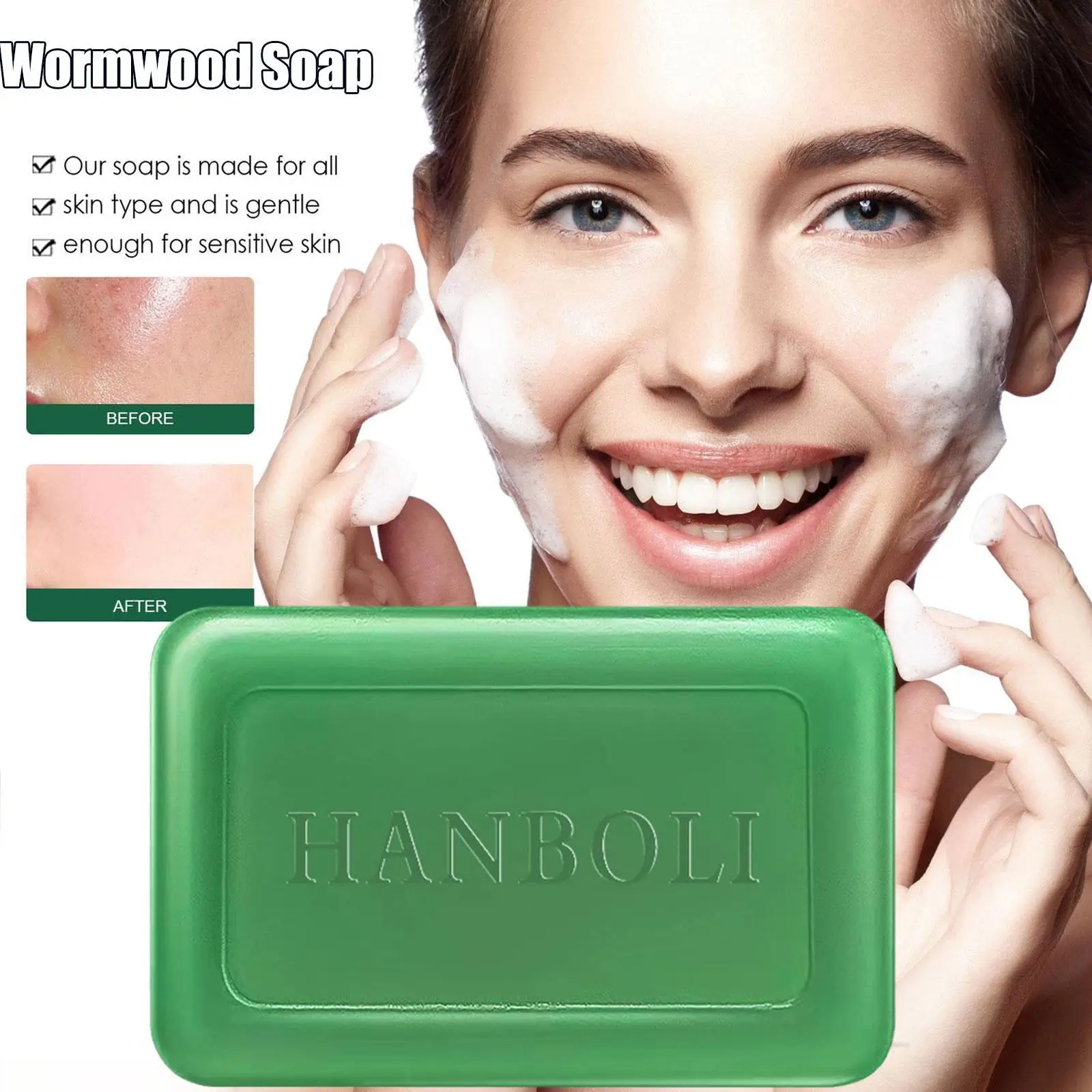 Wormwood Soap Anti Fungus Itching Mite Blackhead Acne Remove Body Bath Soap Oil Control Face