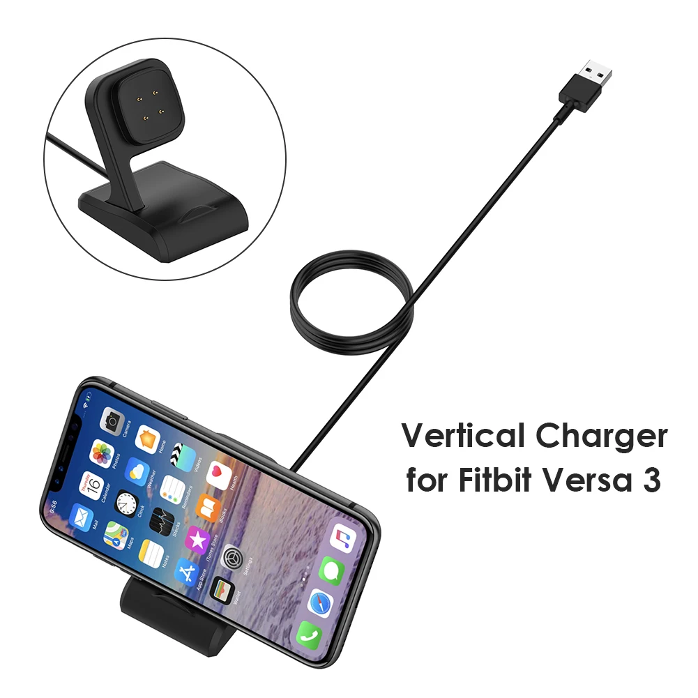 Smart Watch Replacement Charging Cable USB Charger For Fitbit Versa 3/Fitbit Sense Charging Dock Station Watch Power Adapter