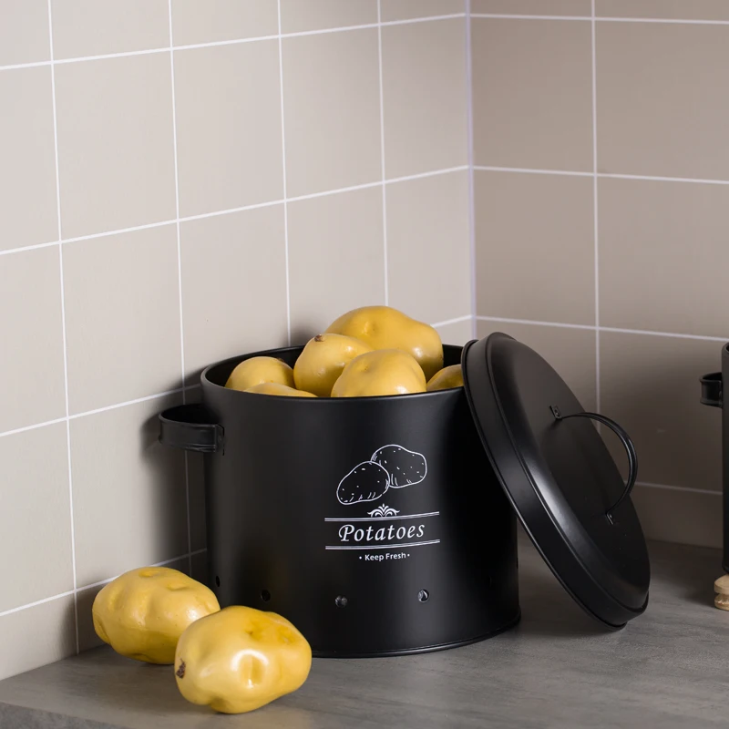 3 Pcs Retro Metal Potato Garlic Onion Storage Containers With 360° Ventilation System