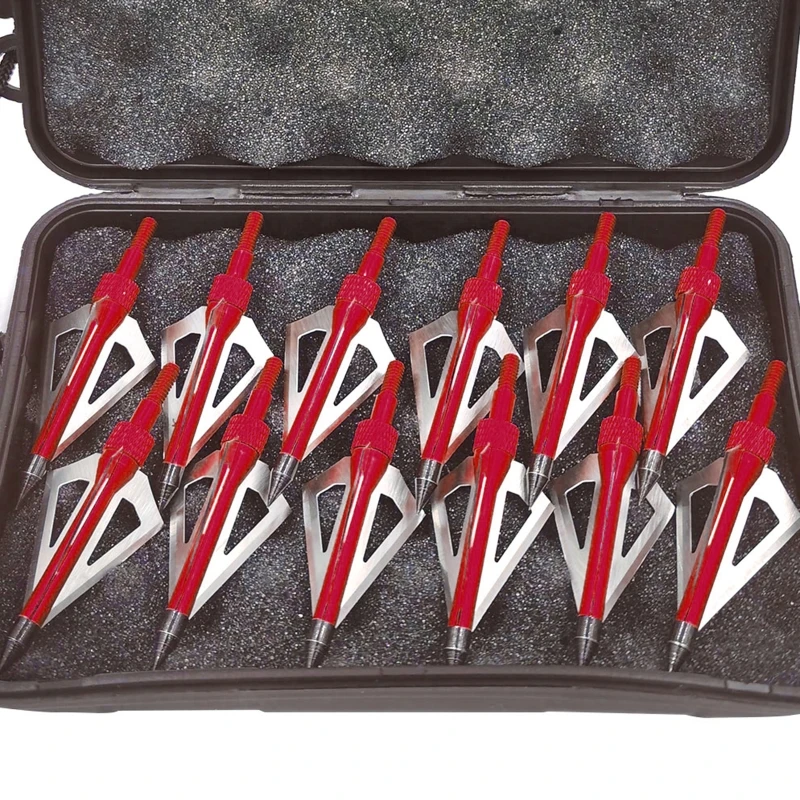 Archery Arrowhead 12 Pack 125 Grain 3 Fixed Blade Hunting-Broadheads Archery for Arrow Points Tips for Compound Bow