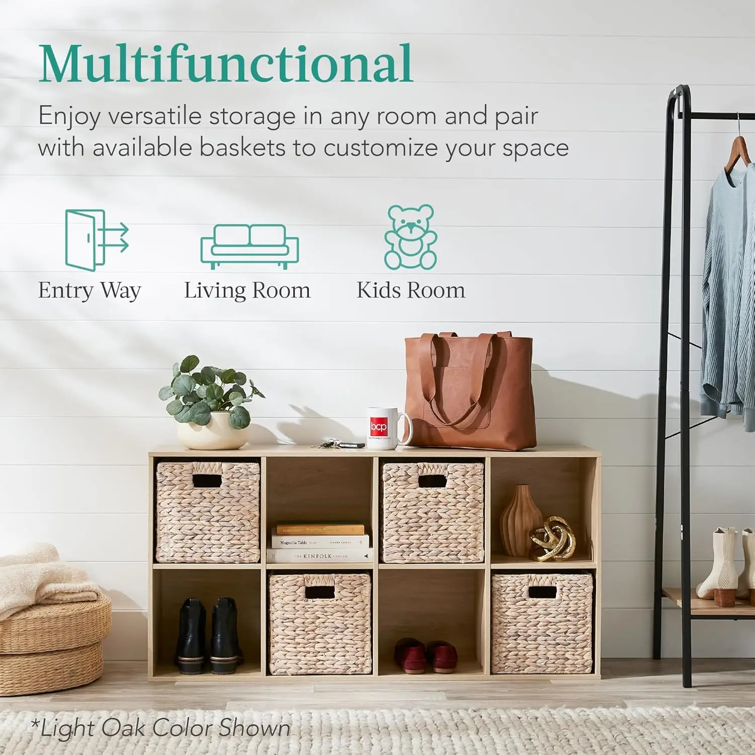 8-Cube Storage Organizer, 11in Shelf Opening, Bookcase, Display Shelf, Customizable w/ 3 Removable Back Panels – Black 4