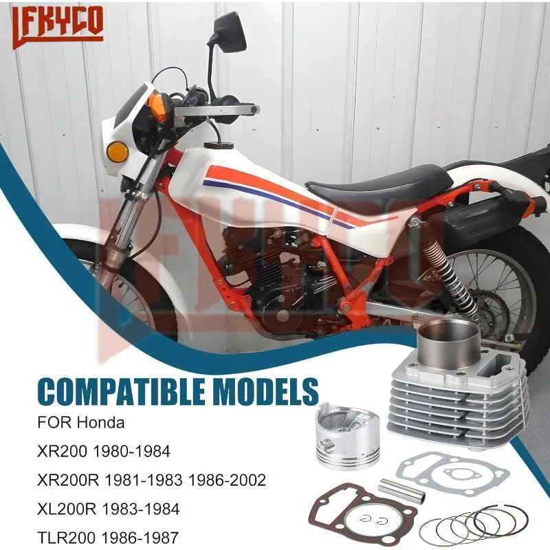 Motorcycle 63mm Cylinder Top End Rebuild Kit Motor for Honda XR200