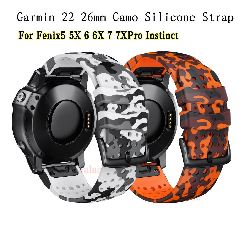 Ремешок силиконовый Garmin Honeycomb для Fenix5 5XPlus 6 6X 7 7xpro, быстросъемный браслет для часов, Intinct1 2, 22 26 мм