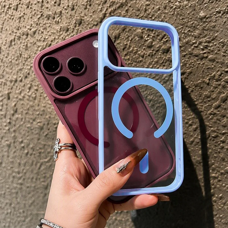 Magsafe-Compatible Clear Shockproof Phone Case with Magnetic Wireless Charging Capability