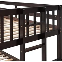 Twin Over Full Bunk Bed with Twin Size Trundle and 3 Storage Drawers, Solid Wood Bunk Bed Frame with Ladder, Children Beds 2