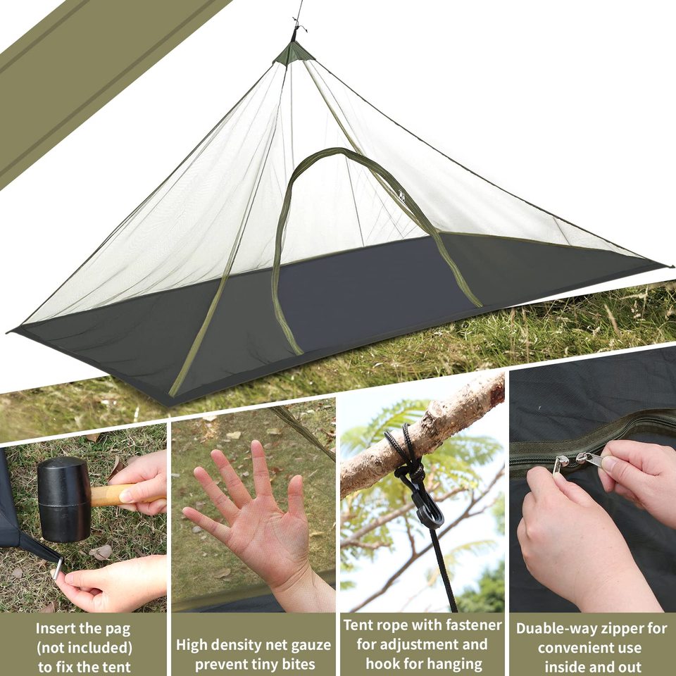 Mosquito Net Tent with Floor, 4-Season Pop Up Screen Tent for Camping, Portable Bug Proof Shelter Mesh Tent Lightweight