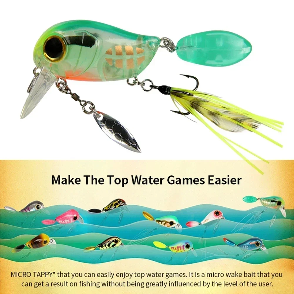 Topwater Crankbaits 8g Fishing Lures with Spinner Wobblers Rotating Glitter Artificial Hard Baits Freshwater Bass Lures Tackle 6