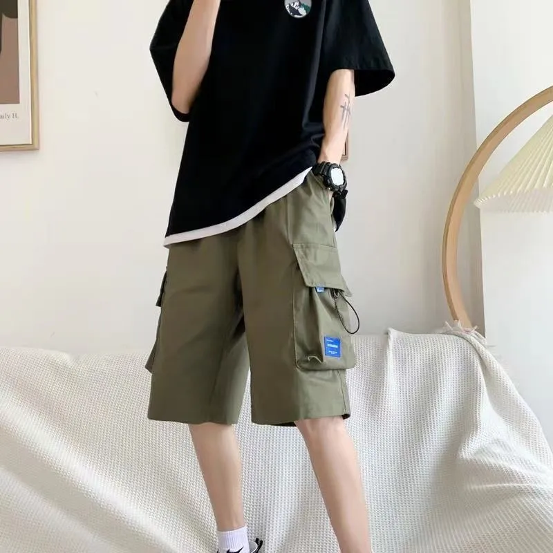 Korean Fashion Multi Pockets Cargo Shorts Pants Man Casual Bermuda for Men Summer Straight Loose Work Shorts Men Free Shipping