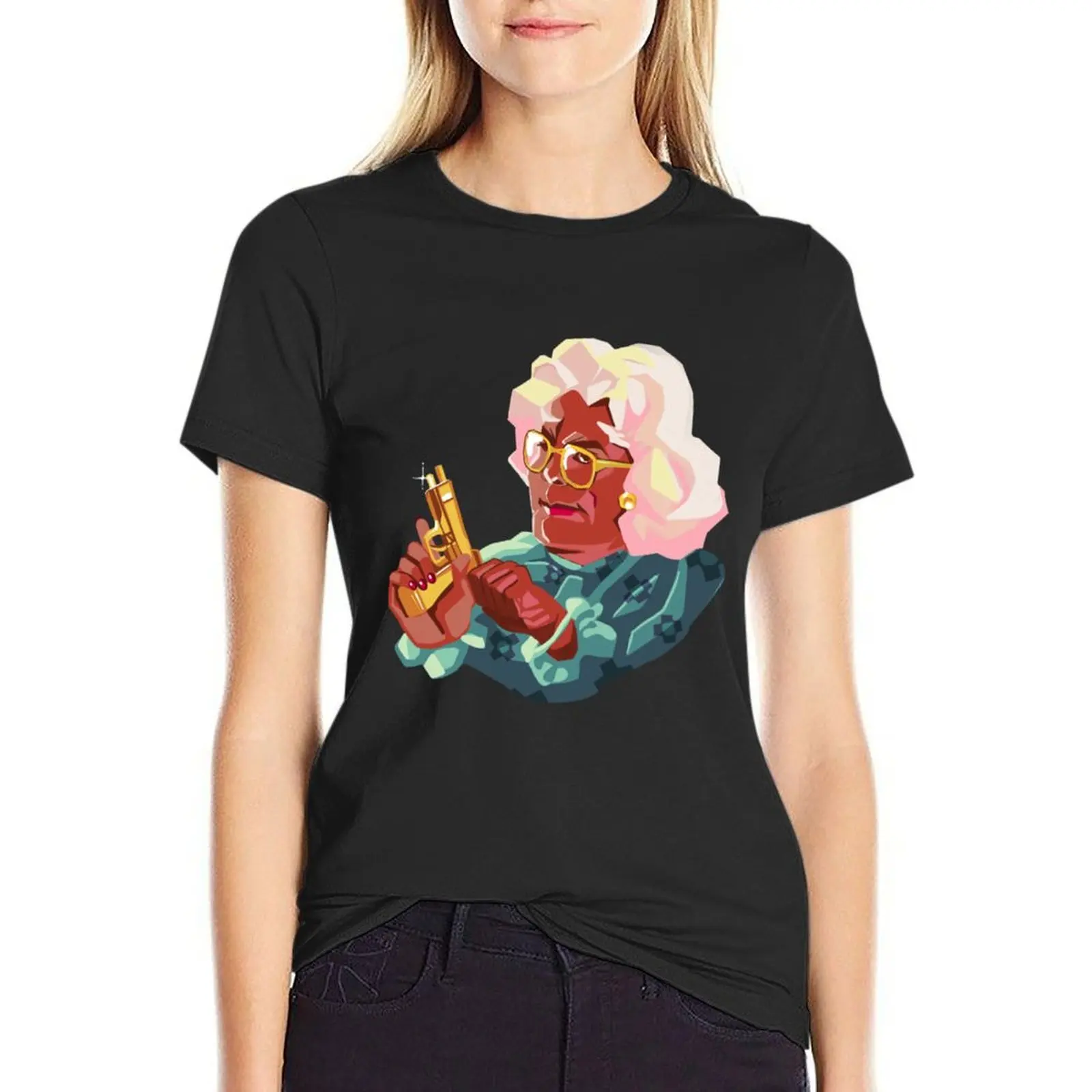 

Madea with a gun T-shirt hippie clothes shirts graphic tees t-shirts for Women graphic tees funny