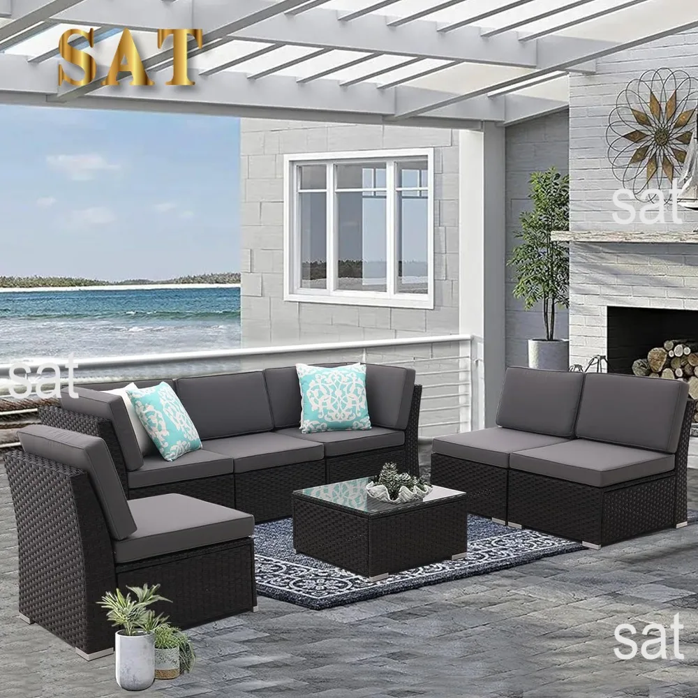 Patio Furniture Outdoor Set, Terrace Sofa Set, All-weather PE Rattan with Padded Cushions, Garden Furniture Sets
