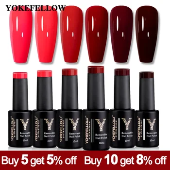 YOKEFELLOW 10ML Smalto per unghie gel Sparkle Red Gel Polish Soak Off UV LED Gel Vernice 122 colori Nail Art Manicure Regali per le donne 1