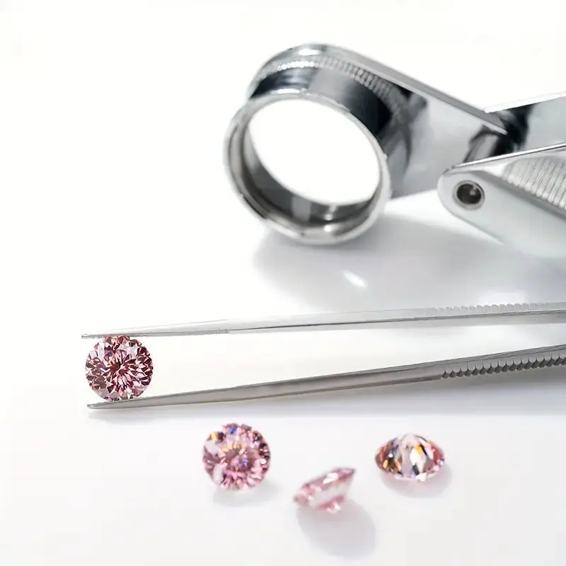 모이사나이트 핑크 라운드 패싯, 6.5mm 1 캐럿, 랩 그로운 DIY 다이아몬드 주얼리 반지, GRA 인증서 제작