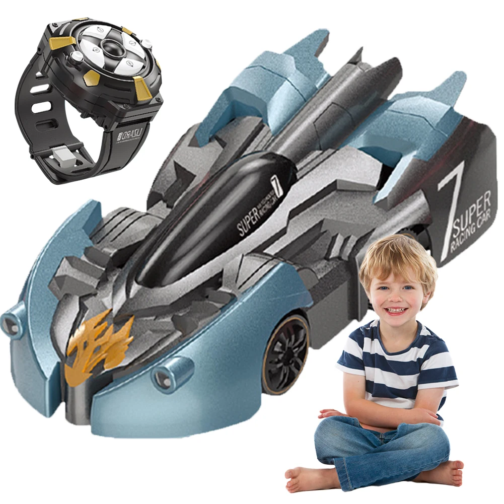 【Big-promotion】 Wall Climbing RC-Stunt Car with Watch Remote Control Stunt Car Toy ° Rotating Anti Gravity for Ages 6-12 Boys Girls.