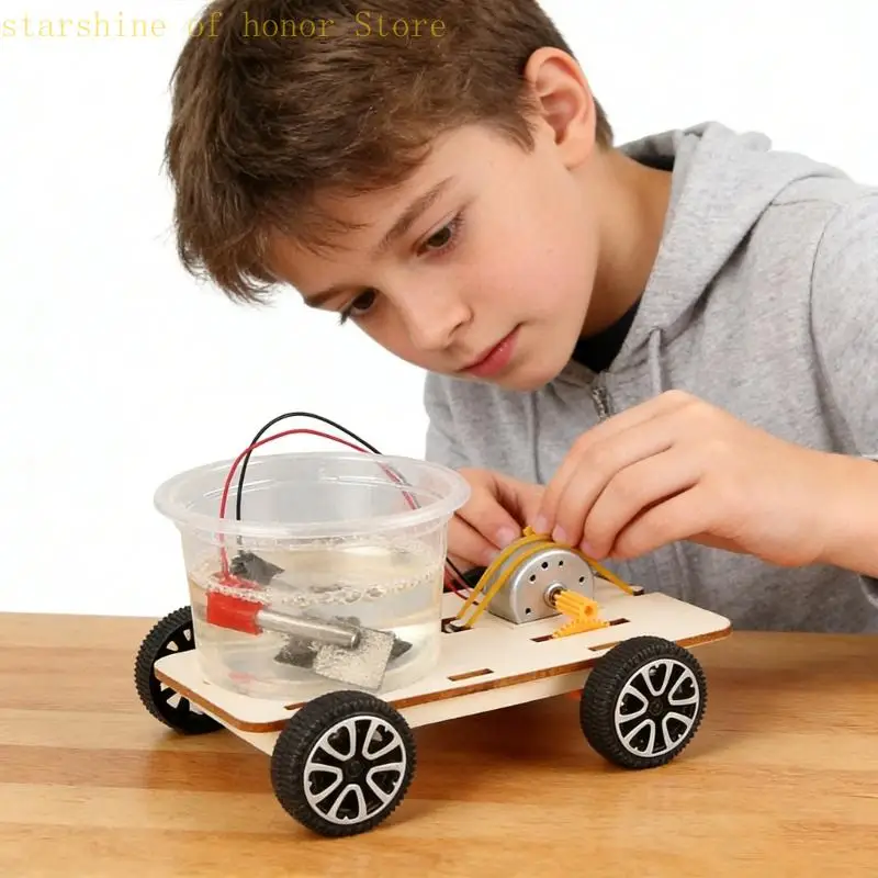 11UB 어린이 나무 소금 물 전원 자동차 모델 공예 조립 과학 프로젝트 학생을위한 설정 학교 물리학 학습