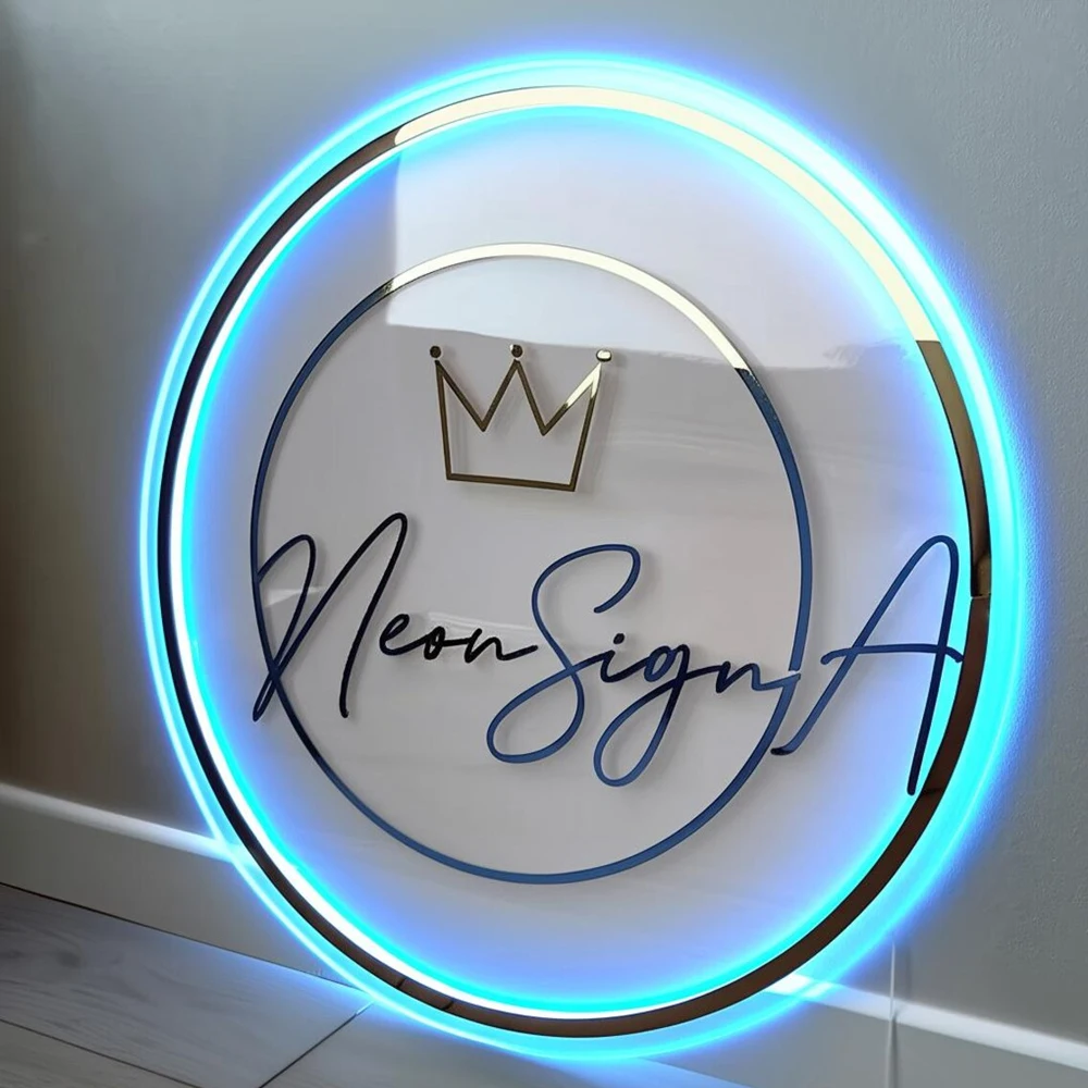 Acrylic Sign Business Sign Neon Personalized Floating Metal Acrylic LED Backlit Illuminated Business Signs for Shop