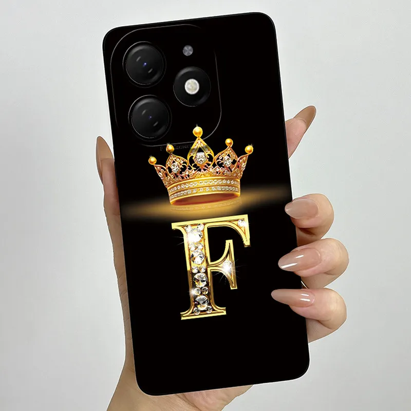 Crown Letter Silicone Soft Phone Case with Camera Protection and Back Cover Bumper