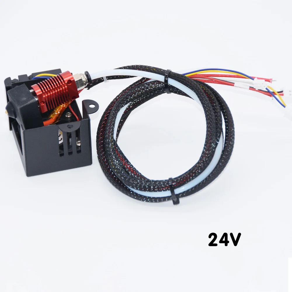 

3D Printer Assembled Extruder Kit with 0.4mm Nozzle Heating Block Double Fans Cover Air Connections 12V for CR-10 Ender-3
