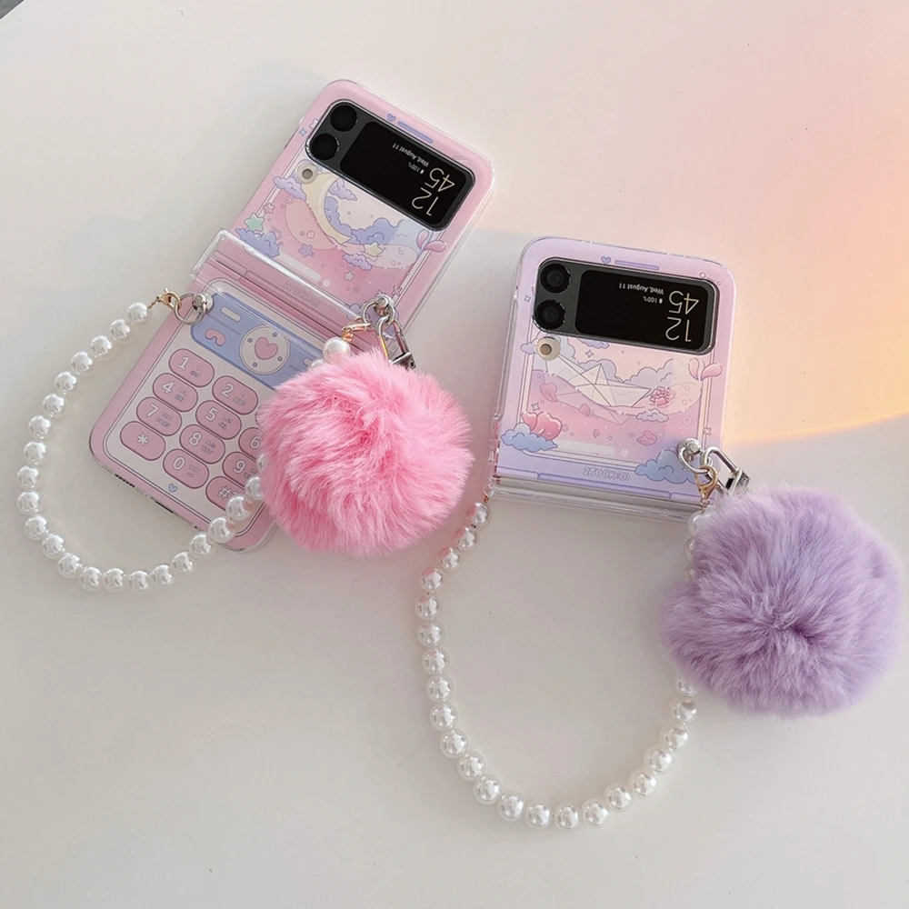 Korean Cartoon Pearl Bracelet Hairball Wrist Chain Case Cover