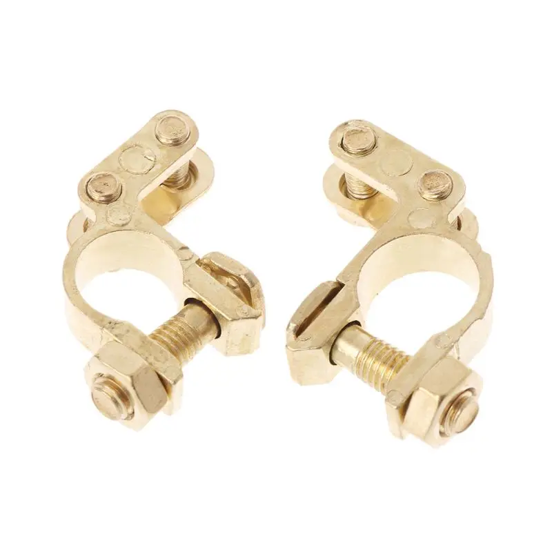 

2Pcs Durable Replacement Auto Car Battery Terminal Clamp Clips Brass Connector