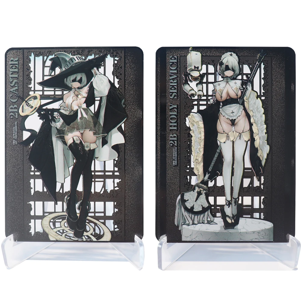 

Genshin ажурная гравировка металлические карты Beelzebul Sangonomiya Kokomi NieR:Automata 2B игровая коллекция карт подарки игрушки