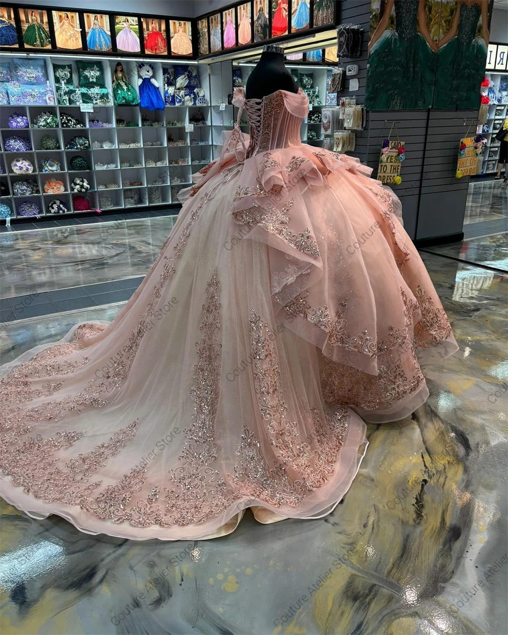 Blush Pink Ruffel Quinceanera Dresses Ball Gown Off Shoulder Birthday Sweet 15 16 Dress vestido de quincea&ntilde;era Customized