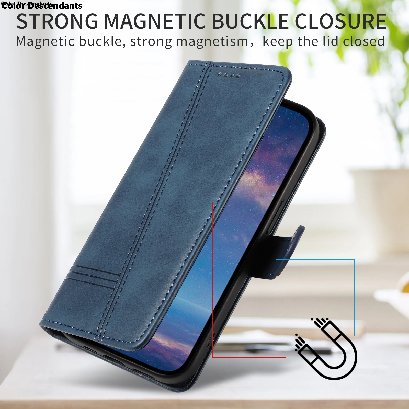 Luxury Line Leather Flip Wallet Case with Card Slots - Premium Book Cover