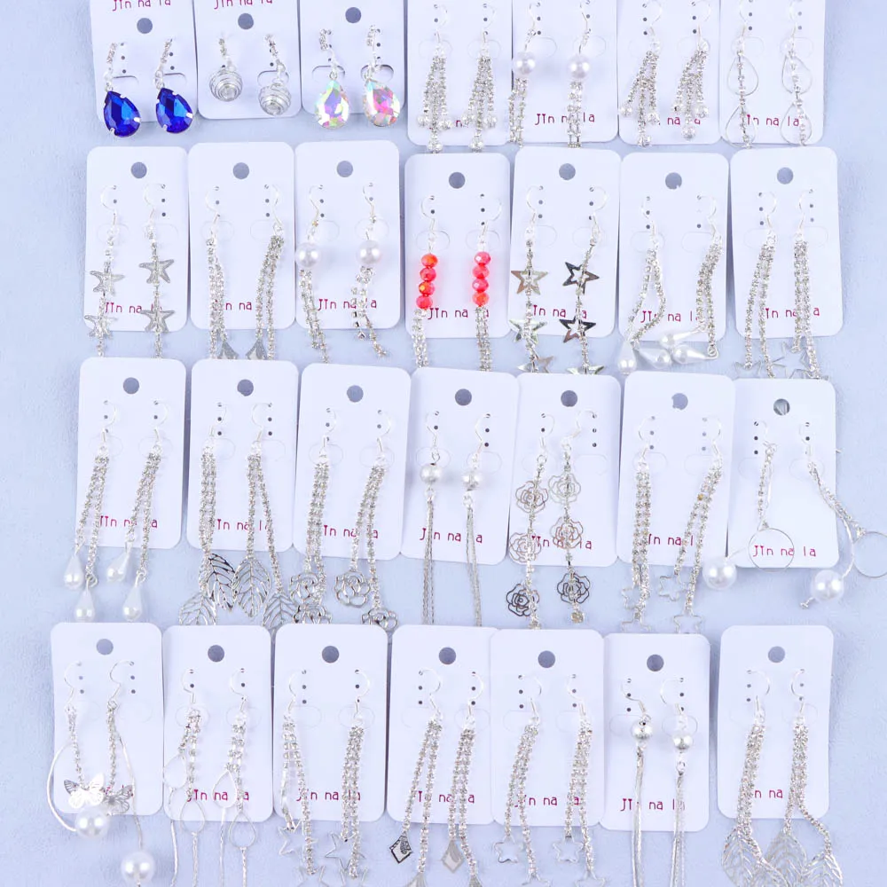 10/20/30/50Pairs Elegante Klassische Mit Glänzenden Strass Dekor Anhänger Ohrring Trendy Weibliche Ornament Schmuck Party geschenk Großhandel