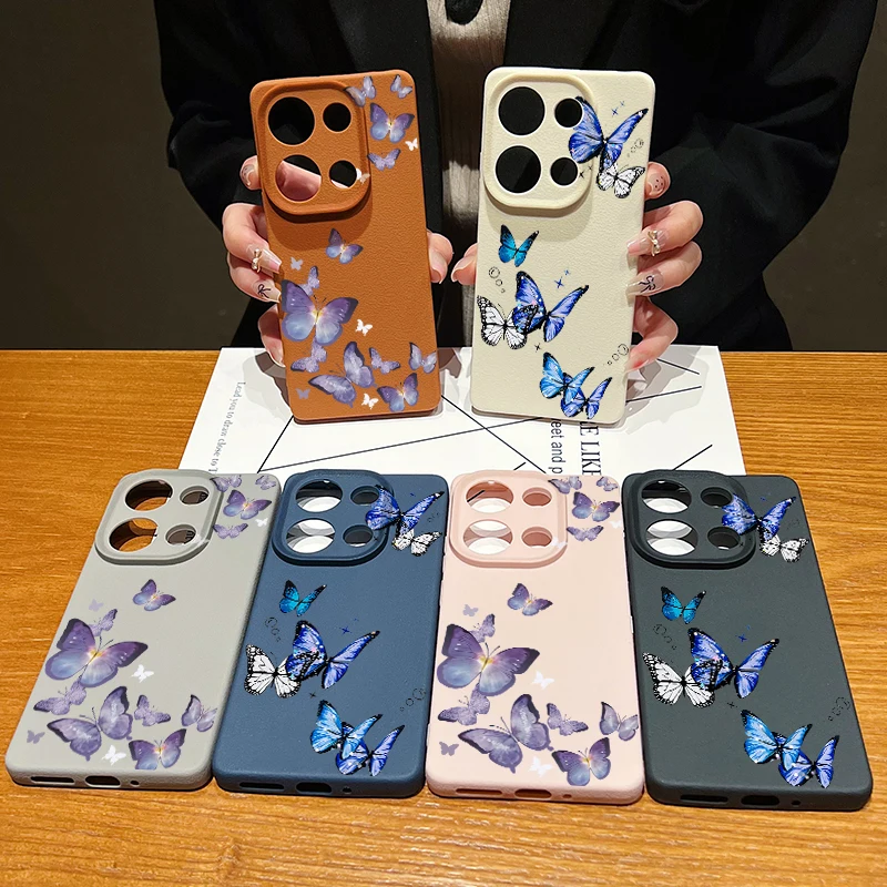 Butterfly Design Leather Texture TPU Phone Case