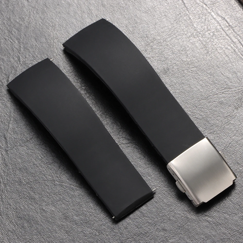 Premium Silicone Rubber Quick Release Watch Strap with Deployment Buckle - Universal Replacement Band (18mm, 20mm, 22mm, 24mm)