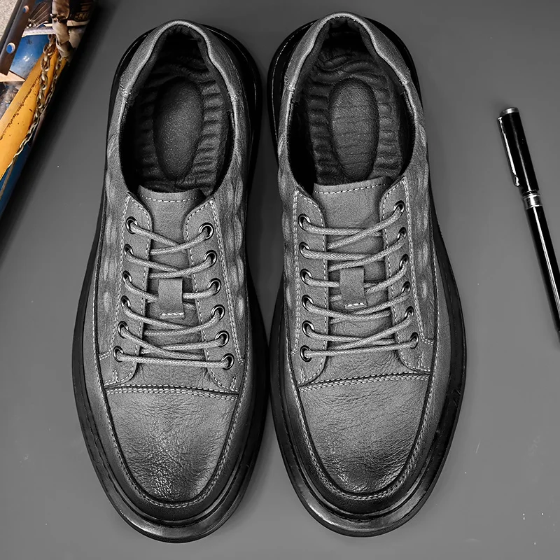 Scarpe casual in pelle da uomo Slip Comode in pelle Casual Trekking Walking Escursionismo leggero_voghion.com