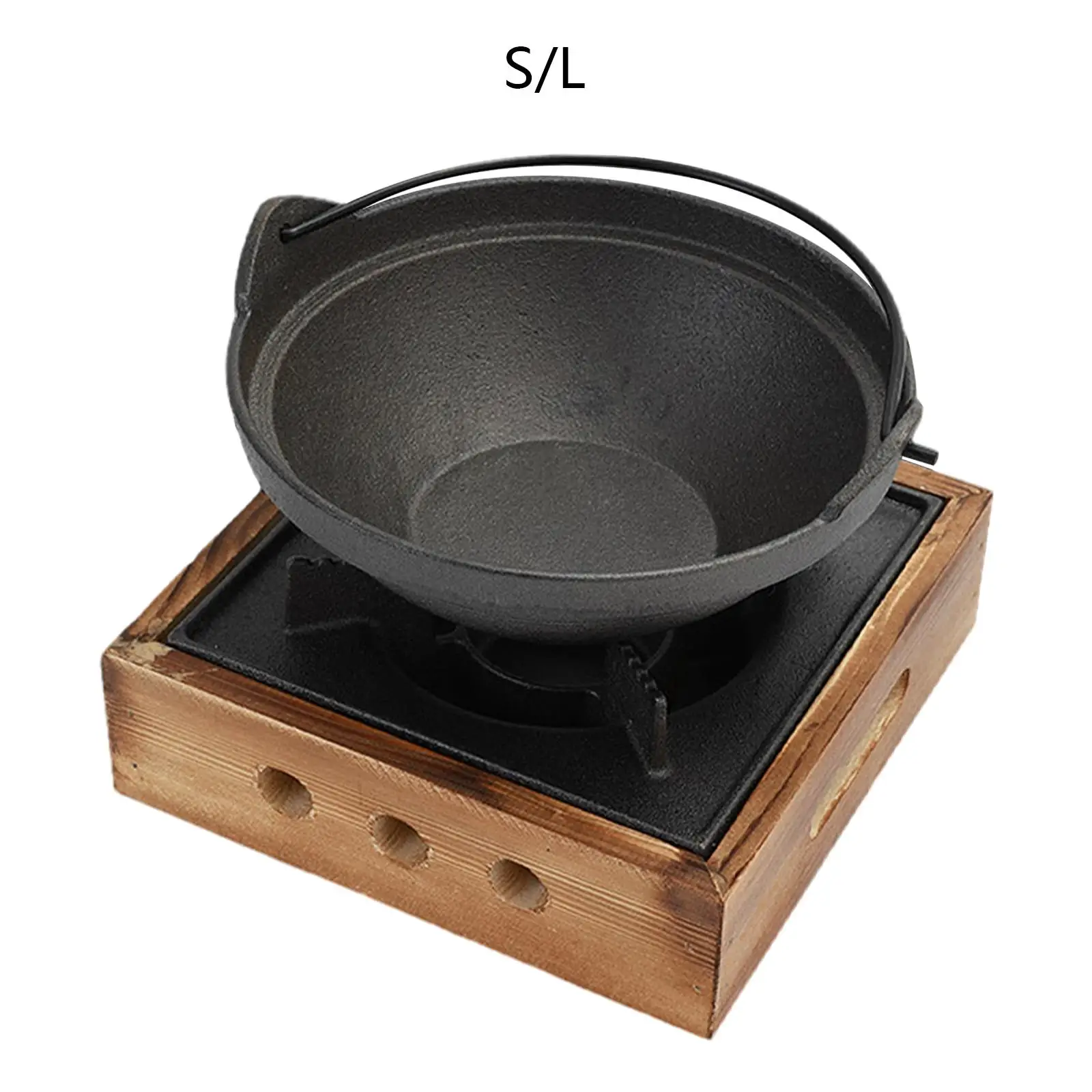 Camping Furnace Hot Pot Furnace with Pot without Lid Sturdy Cast Iron Wok Stand Fondue Furnace Fire Boiler for Traveling, 2