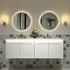60" Double Sink Floating Vanity with Human Sensor LED, High Gloss Wall, Modern Bath Sink Vanity Cabinet with Metal Handles 1