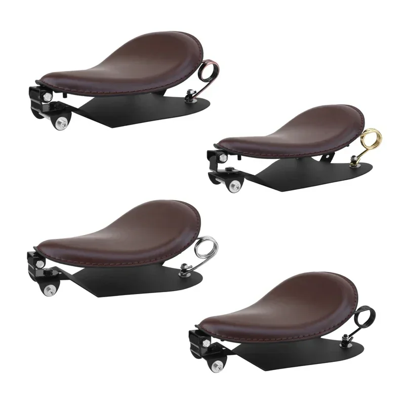 

PU Leather Solo Seat Base Motorcycle Brown Retro 3" Spring Bracket For Harley Sportster 883 Bobber Chopper