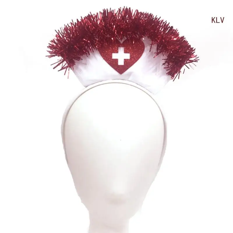 

Role Playing Nurse Hat with Hair Hoop Party Masquerade Party Cosplay Accessory Sequins Glitter Nurse