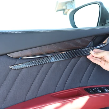 Per Maserati Ghibli/Quattroporte 2014-2022 Auto Porte Interne Decorazione Pannello di Copertura Trim Adesivi Morbida Fibra di Carbonio Accessori